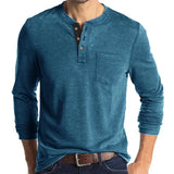 Europäische und amerikanische Herren Langarm Rundhals-T-Shirts Amazon Herren Base Layer Top Außenhandel Herren T-Shirt Henry-Kragen