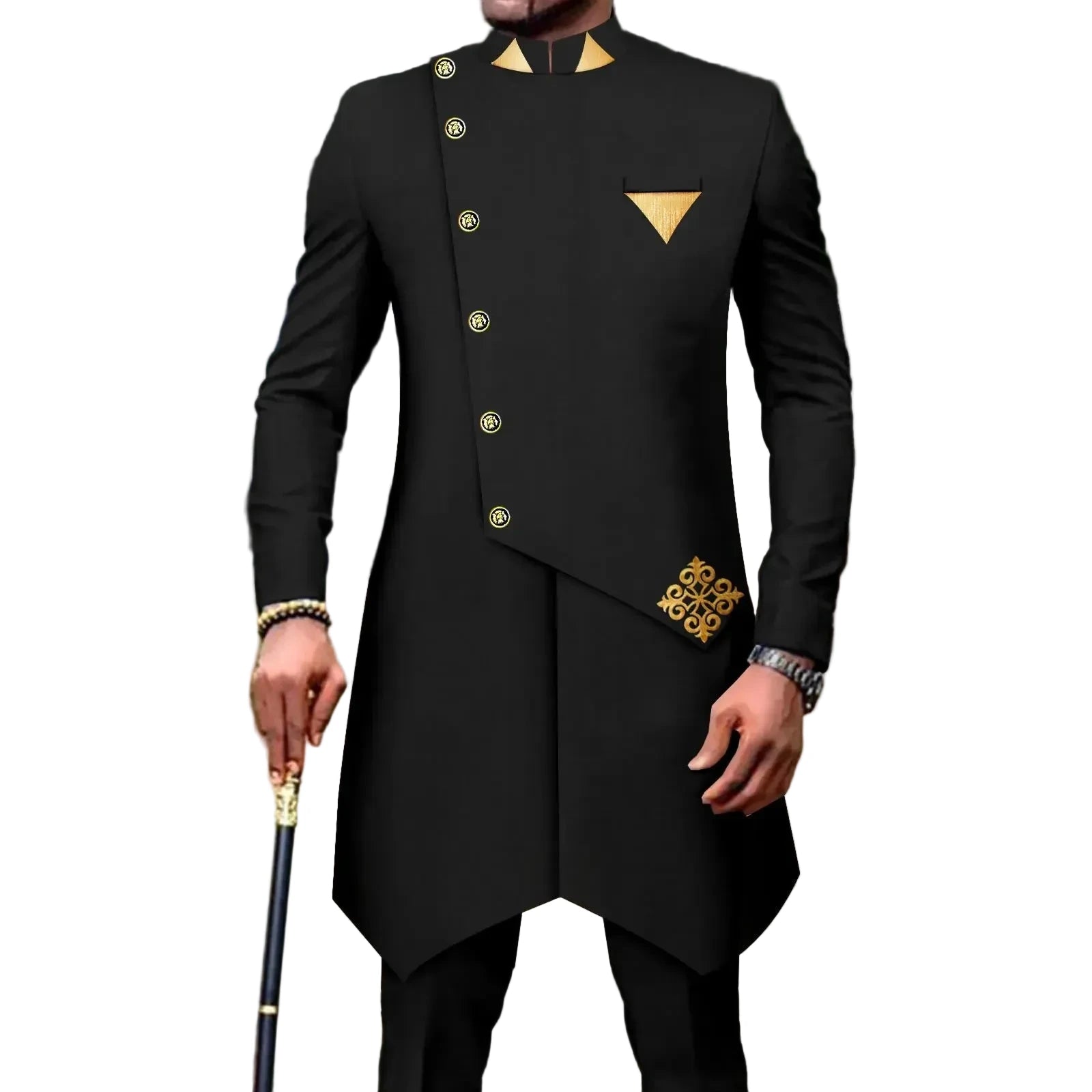 Herren einreihiger Blazer und Hosen Set, traditionelles Dashiki Hochzeitsoutfit