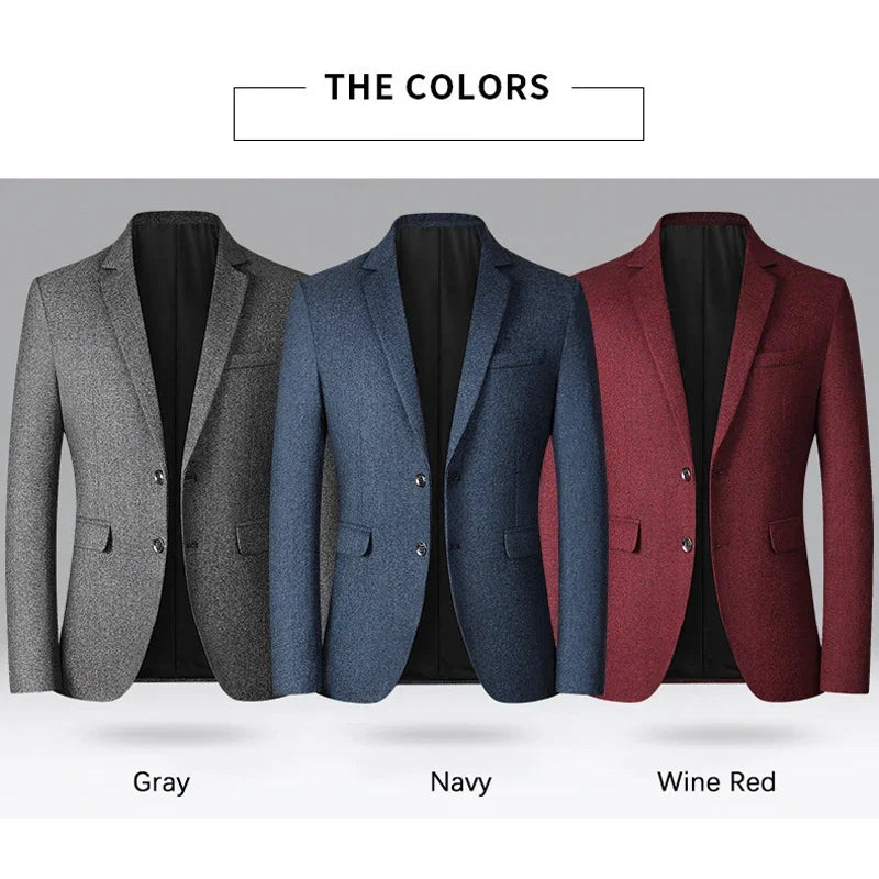 Men's Business Casual Turn-Down Collar Jacket – Spring Autumn Slim Fit Blazer