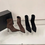 Women's Elegant Pointed Toe High Heel Ankle Boots