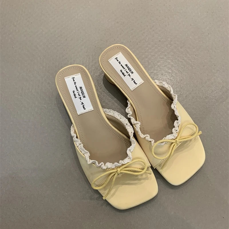 Women's Designer Butterfly-Knot Lace Slippers