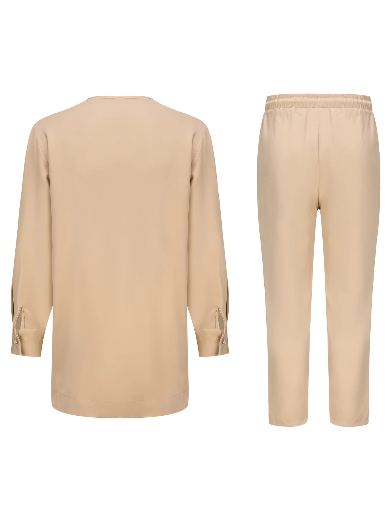 Herren brauner afrikanischer Ethno-Anzug | 2-teiliges Kaftan-Oberteil mit langen Ärmeln und Stickereien & Hose