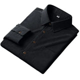 Men's Corduroy Long Sleeve Shirt – Autumn Winter Solid Color Casual Top