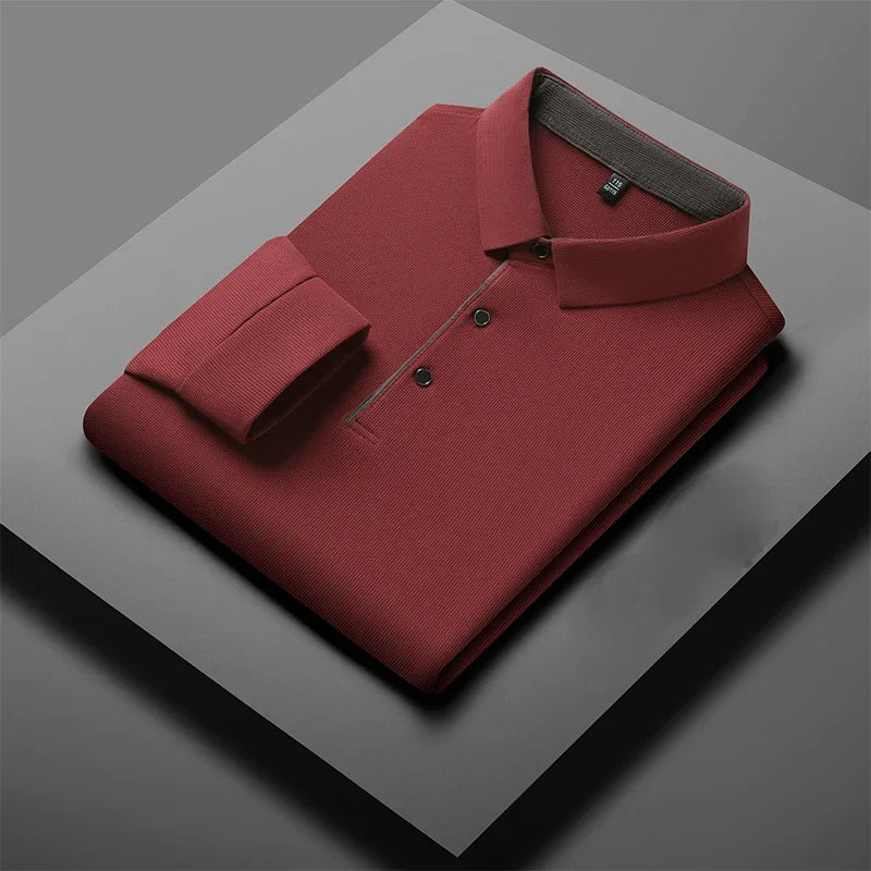 Herren Langarm-Poloshirt – Business Casual Uni-Oberteil
