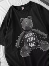Women’s Oversized Cotton Graphic Tee with Vintage Dog & Cat Illustrations