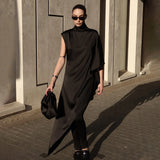 Women’s Elegant One-Shoulder Evening Dress – Luxury High-Neck Irregular Party Gown