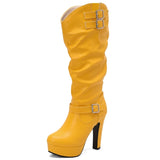 Women's Knee-High Elegant Long Winter Boots – 12cm Super High Block Heels