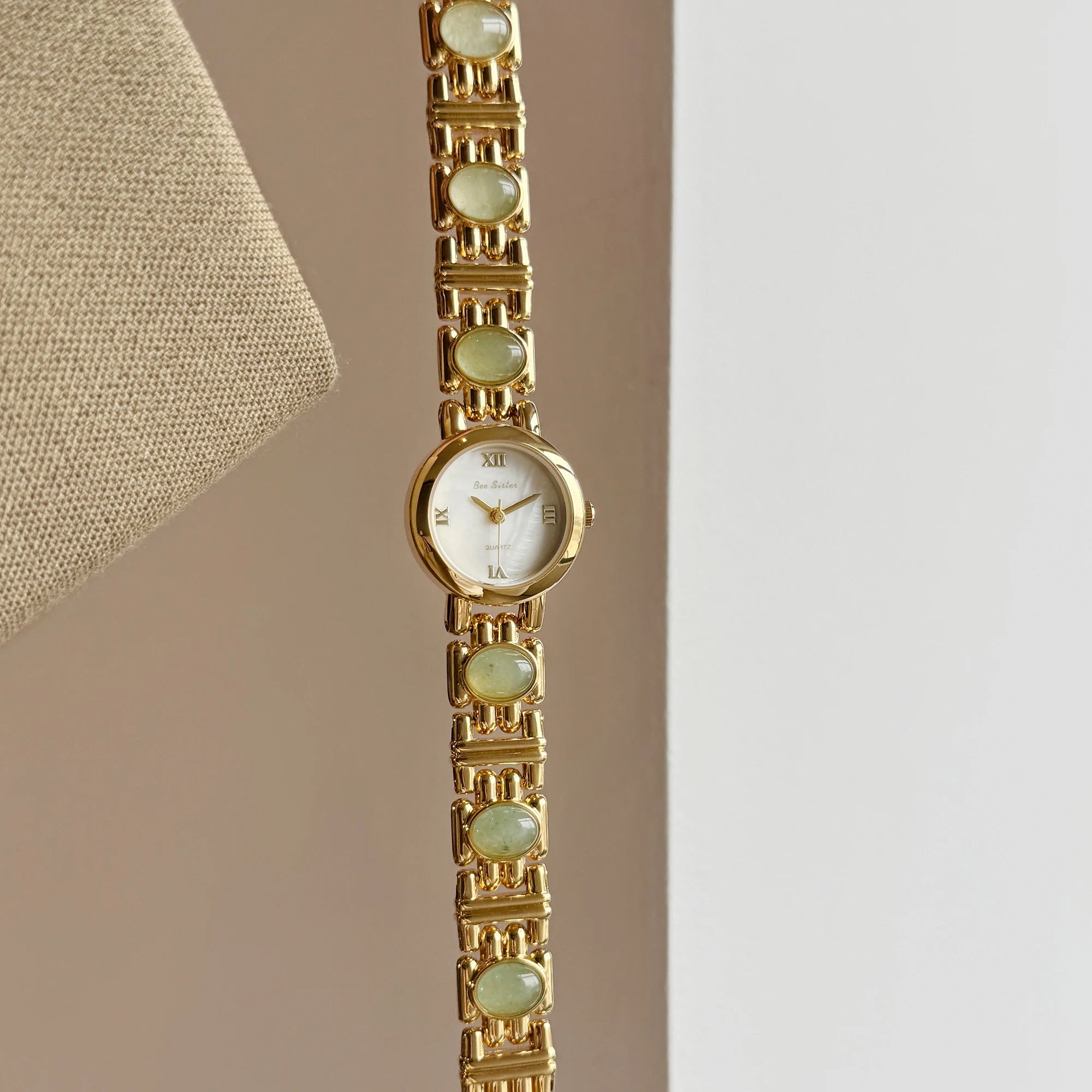 The Terra Luna: Natural Gemstone Quartz Watch – Luxury Minimalist Round Dial Timepiece