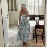 Geblümtes Midi-Sommerkleid – Elegantes Spaghettiträger-Kleid mit fließendem Schnitt