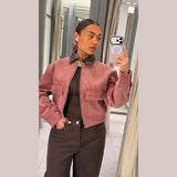 Freizeit-Jacke für Damen | Urbaner Kurzmantel mit Revers im Loose Fit