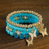4pcs Bohemian Charm Bracelet Set for Women – Exquisite Crystal Butterfly Bracelet