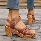 Damen Plateau-Sandalen mit Knöchelriemen – Dicke Absatz Sommer Gladiator-Schuhe