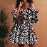 African Off-Shoulder Mini Dress High-Waist Ankara Party Dress For Women