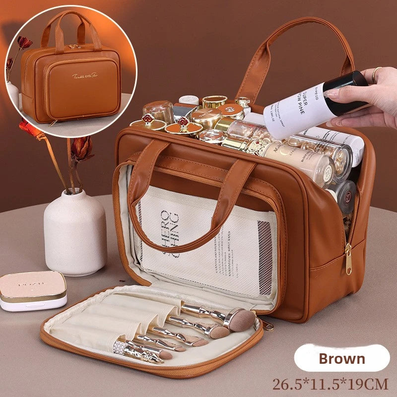 Große Kosmetiktasche aus PU-Leder für Damen