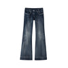 Y2K Vintage Damen Low-Waist Jeans | Unifarbene Washed Denim Hose