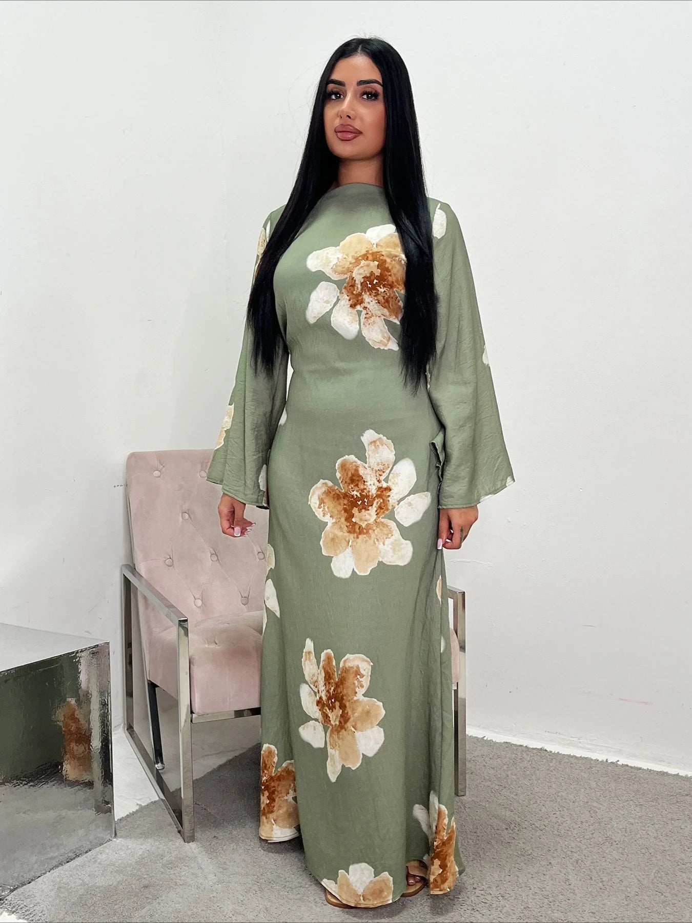 Printed Muslim Jalabiya and Evening Kaftan For Women’s Dubai Abaya Party Dress