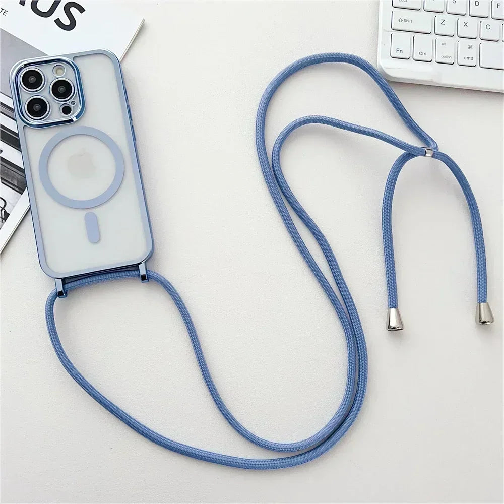 MagSafe Crossbody Lanyard Clear Case for iPhone 17 Air 16 15 14 13 Pro Max