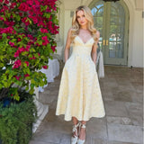 Women's Summer Elegant Floral Print V-Neck Midi Dress