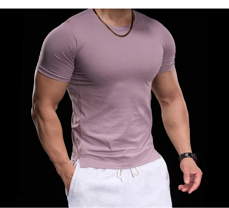 Herren hochelastisches Fitness-Trainings-T-Shirt | Atmungsaktives, eng anliegendes Sport-Laufshirt
