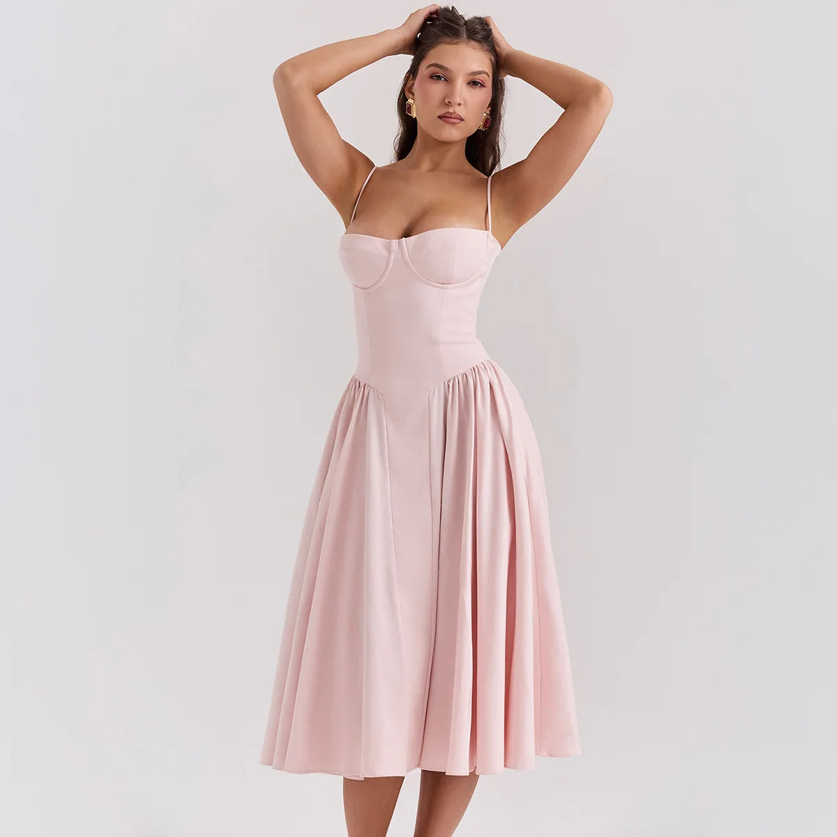 Women's Elegant Spaghetti Strap Midi Dress