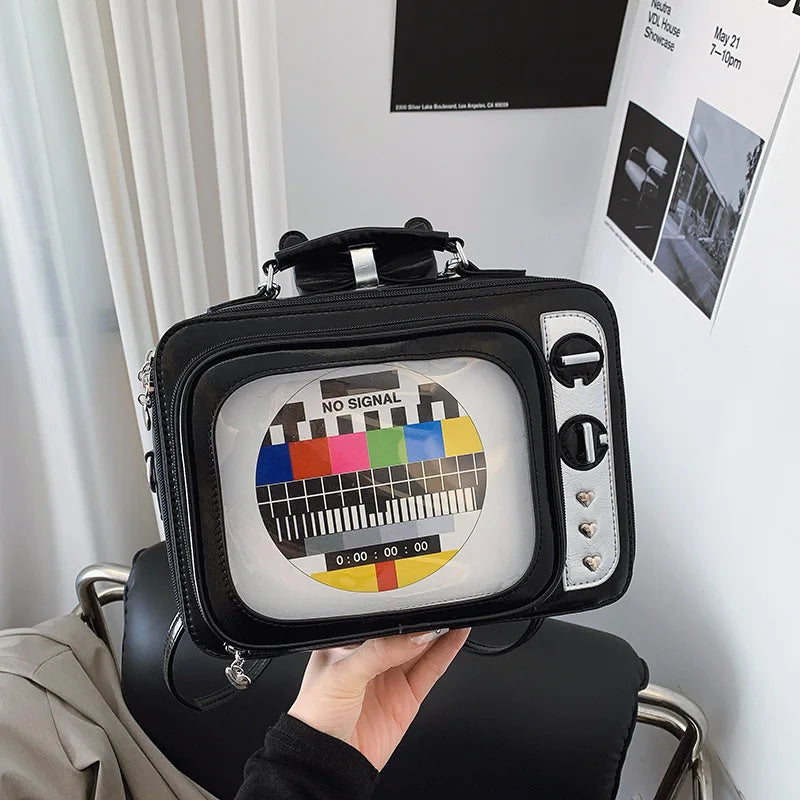 Lustige Retro-TV-Cartoon-Handtasche | Kreative transparente quadratische Tasche für Frauen