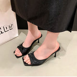 Summer Floral High Heels – Women’s Fashion Square Toe Slippers