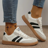 Ultraleichte Damenmode-Sneaker – Atmungsaktive gestreifte Schnür-Sportschuhe