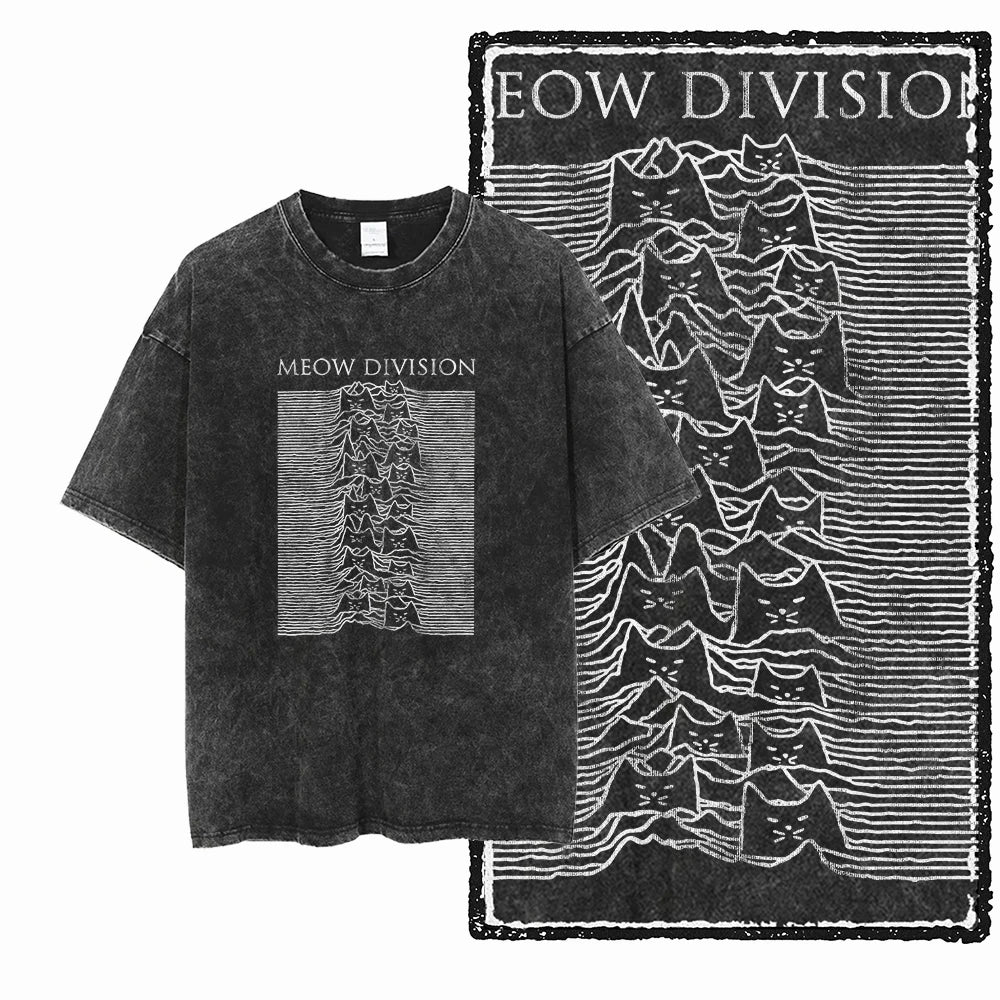Acid Washed Cat Graphic T-Shirt | Unisex Exclusive Streetwear Tee