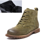 Damen Stiefeletten aus echtem Leder – Retro-Stiefeletten aus Wildleder im britischen Stil