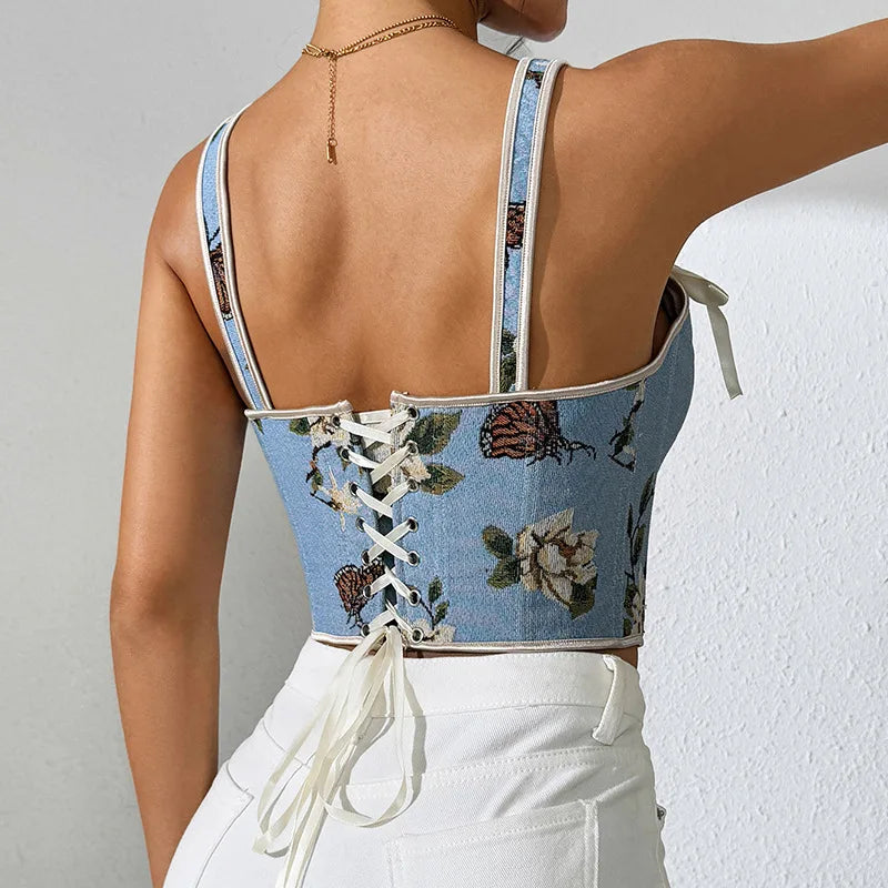 Das "Versailles" Retro-Blumenkorsett | Französischer BH mit doppelten Trägern