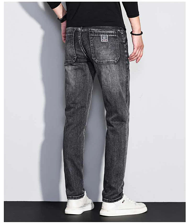 Herren Slim Fit Stretch Jeans | Vintage Korean Style Straight Denim