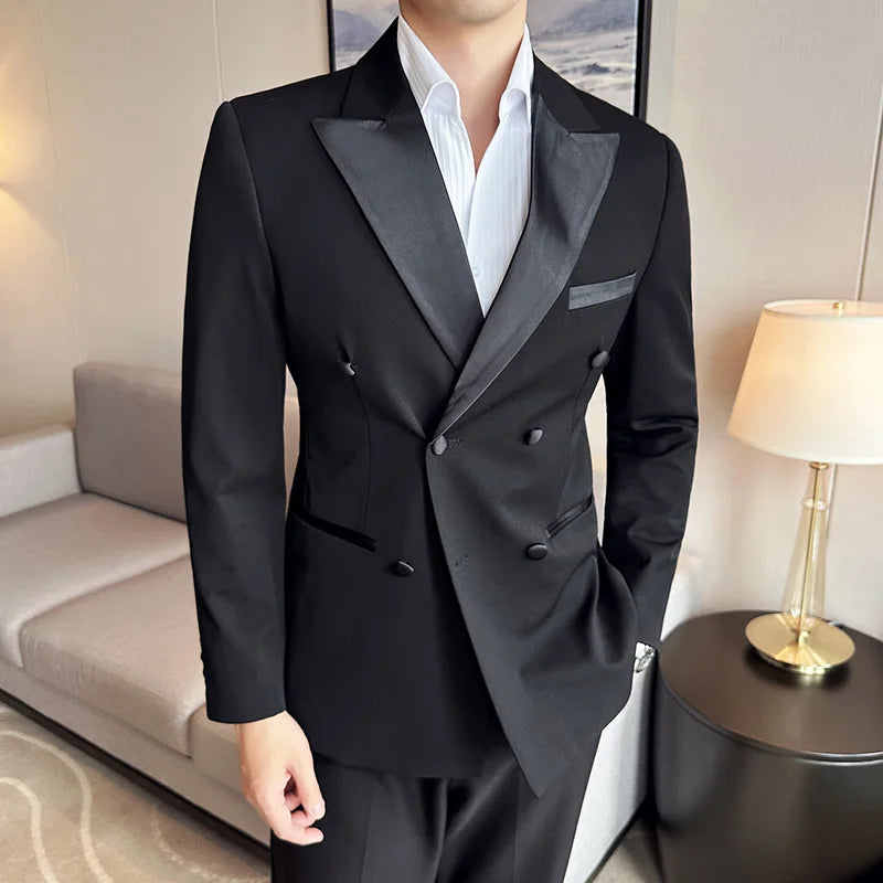 3-Piece Men’s High-End Smoking Suit – Slim Fit Boutique Jacket, Vest & Pants Set