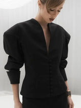 Eleganter Patchwork-Pendlerblazer – Schlanker, hochtaillierter Herbstmantel für Damen