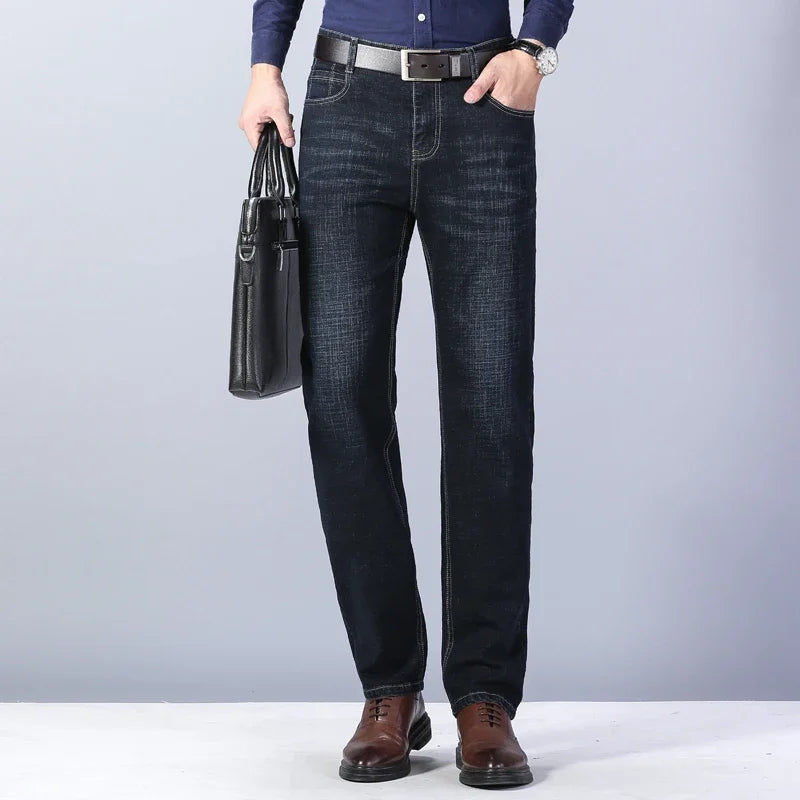 Men's Slim Fashion Denim Jeans | High-Quality Elastic Black & Blue Pants