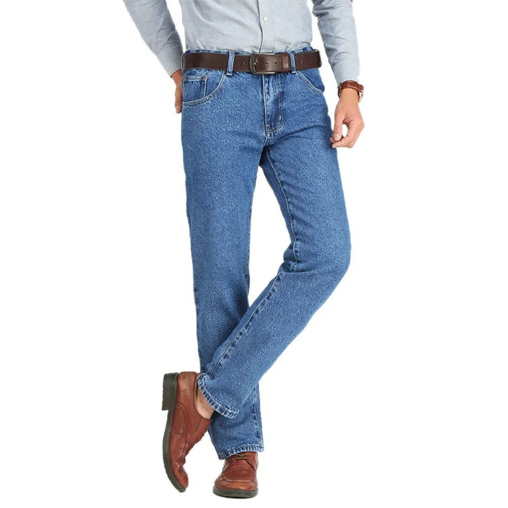 Men's Business Slim Fit Stretch Jeans | Classic Straight Leg Cotton Denim Pants