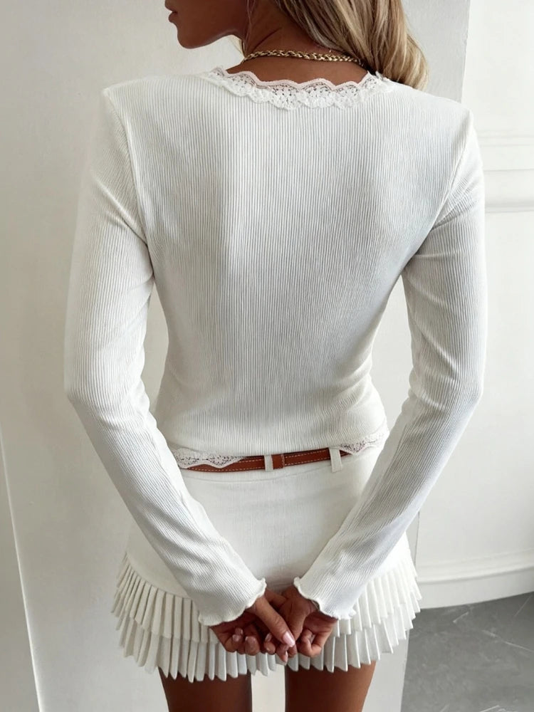 Lässiger V-Ausschnitt Cardigan für Damen – schmal geschnittener, einfarbiger Langarm-Strick
