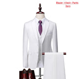 Herren 3-teiliger High-End Anzug – Slim Fit Business-Anzug unifarben