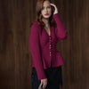 Women’s Ruffled Knit Cardigan – Elegant V-Neck Slim Fit Sweater