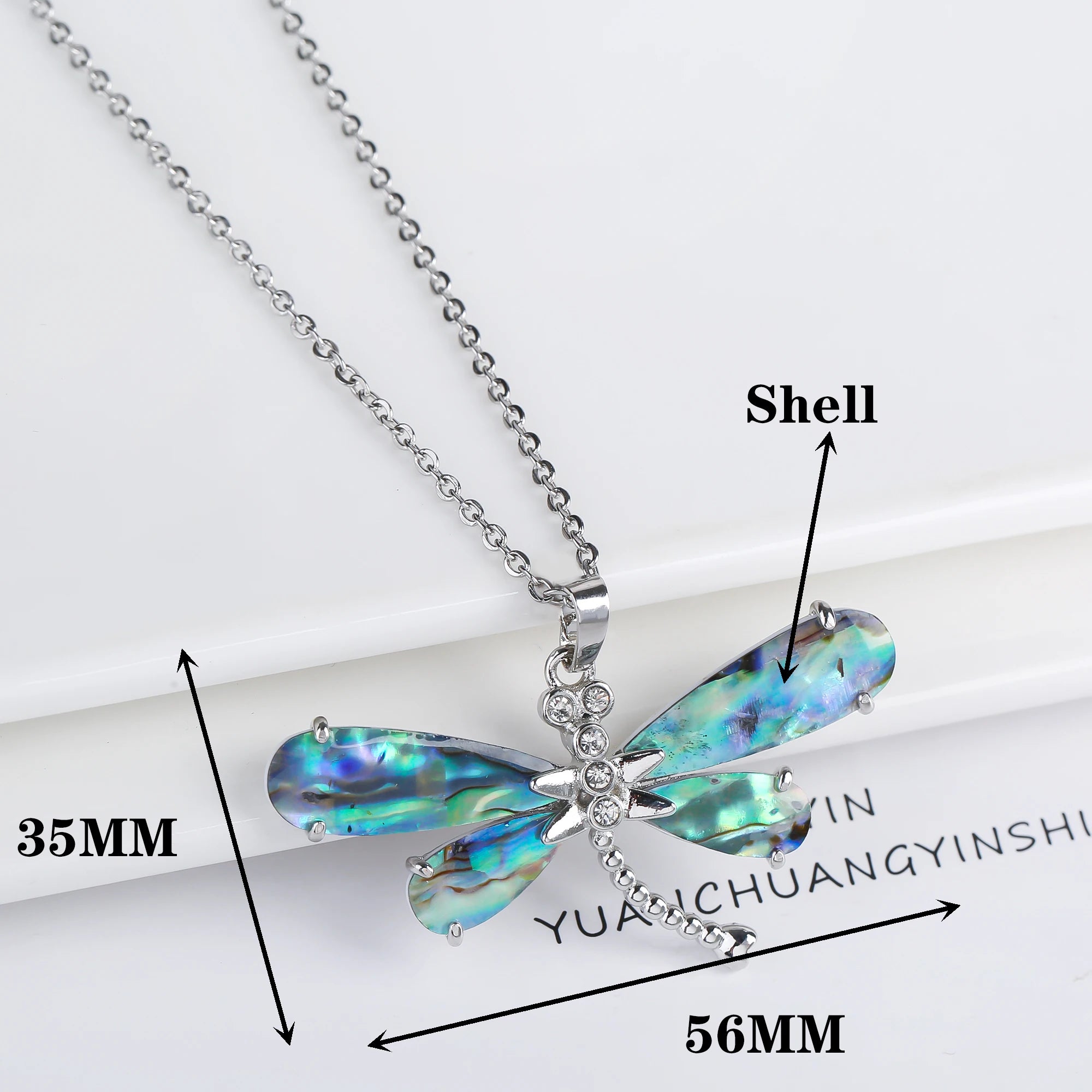Halskette mit Anhänger aus natürlicher Abalone-Muschel in Schmetterling- und Libellenform