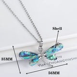 Halskette mit Anhänger aus natürlicher Abalone-Muschel in Schmetterling- und Libellenform