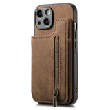 Zipper Wallet Leather Case for iPhone 17 Air 16 15 14 Pro Max | Card Slot Pocket