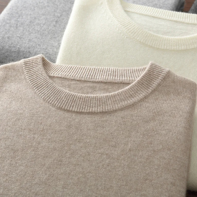 Herren-Rundhalspullover aus 100 % reinem Kaschmir – Herbst/Winter Verdickter Rundhalspullover