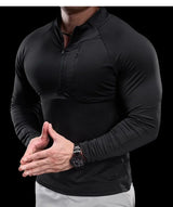 Herren schnelltrocknendes Langarm-Trainings-T-Shirt | Fitnessstudio-Lauf-Top