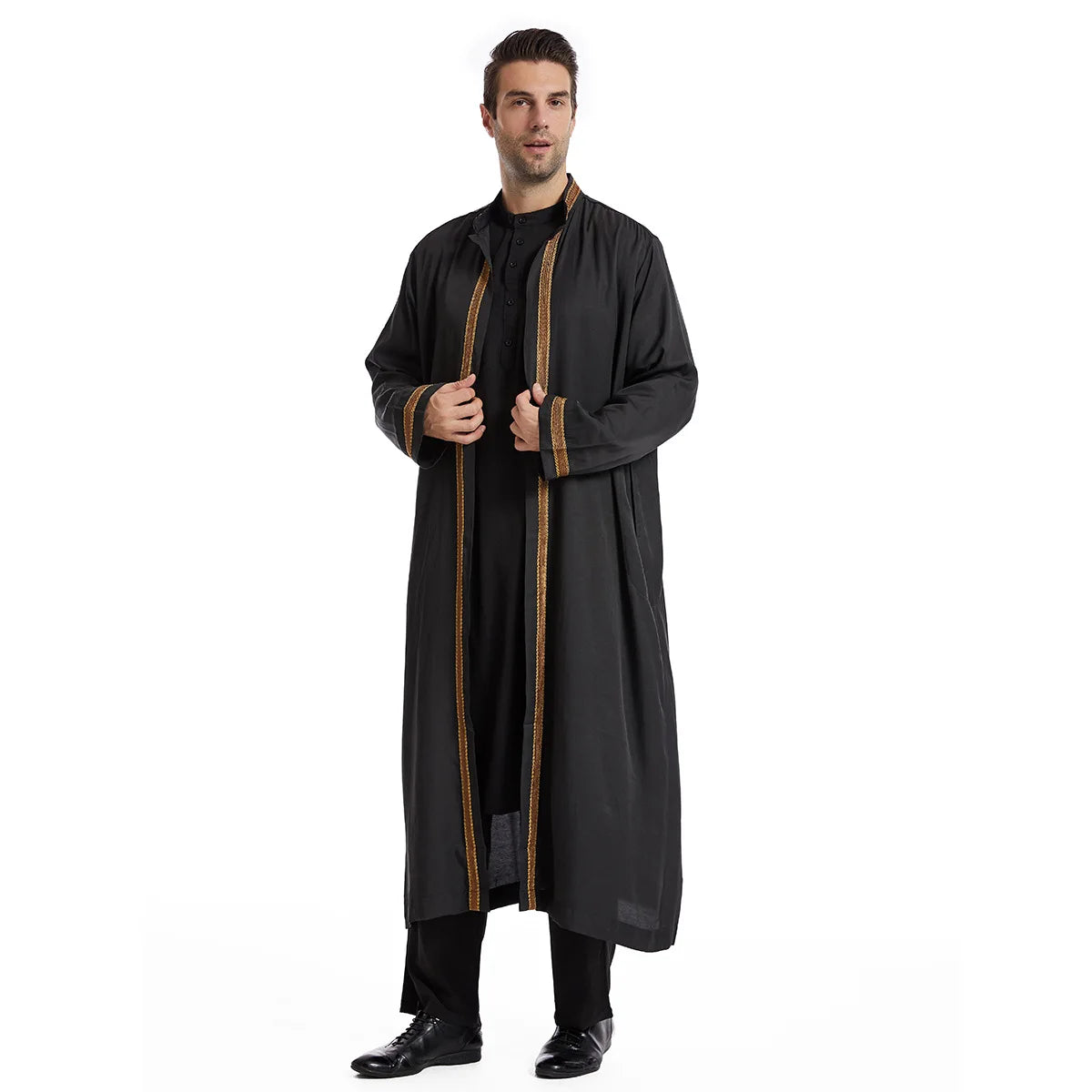 Muslimische Herren Eid Cardigan Abaya | Elegante Jubba Thobe und Ramadan Kimono