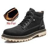 The Heritage Craftsman: Herren Retro Warme Arbeitsstiefel – Winterstiefel im Vintage-Stil mit Fellfutter