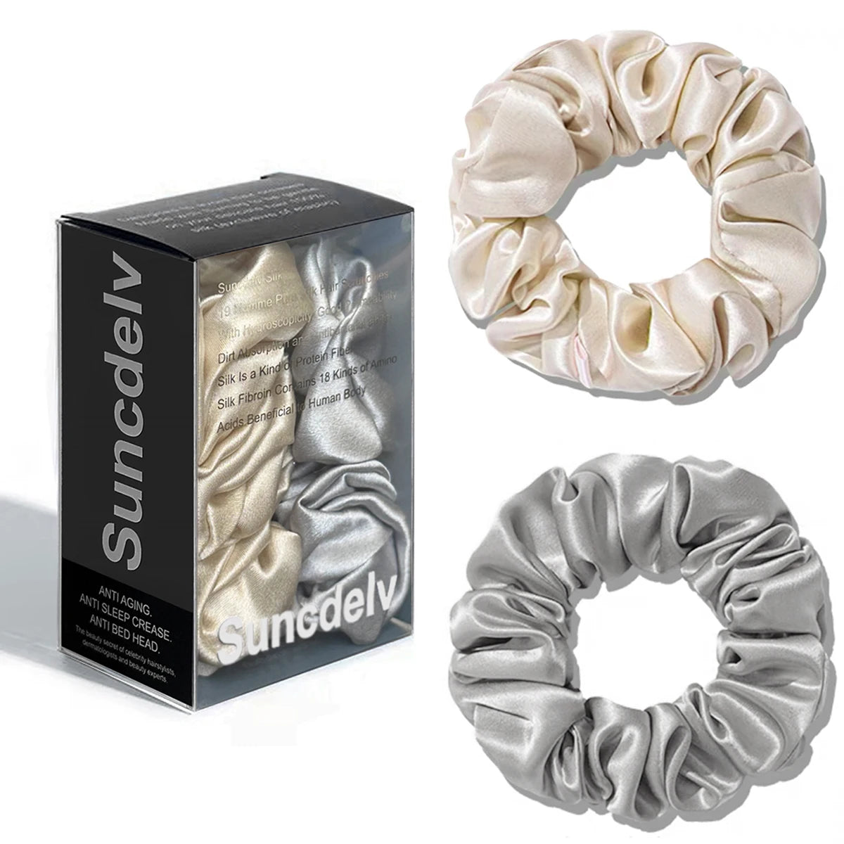 The "Silk-Glow" Duo: 2Pcs Pure 22 Momme Natural Silk Scrunchies