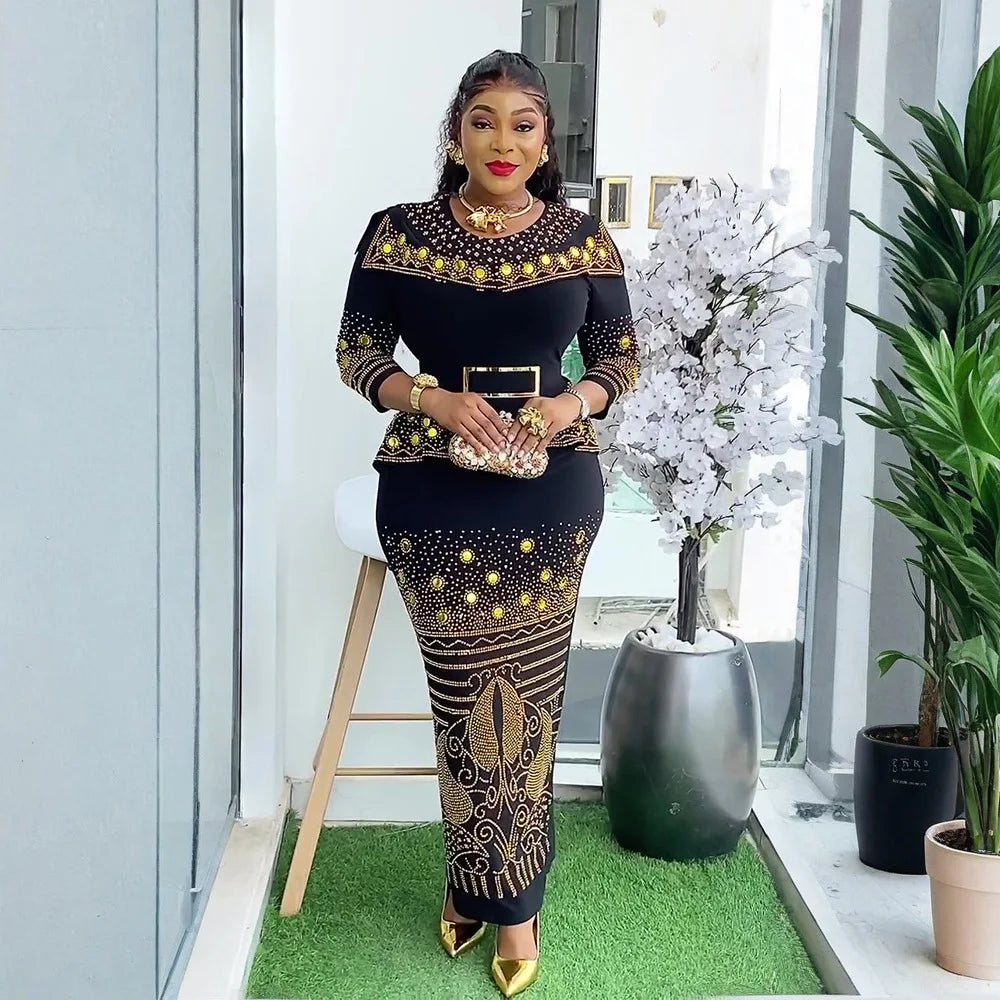 Luxury Diamond African Party Dress for Women – Elegant Turkey Muslim Wedding Evening Gown