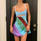 Women’s Vintage Bandana Print Mini Dress – 00s Fashion Semi-Sheer Sheath Dress