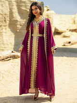Muslim Women’s Open Cardigan with Inner Dress 2-Piece Set