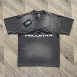 Hellstar Vintage Washed Baumwoll-T-Shirt | Halbarm-T-Shirt mit großem Logo